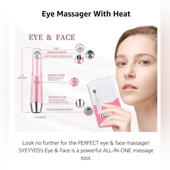 New! Eye & Face Massage Tool Wand Pen, Eye Lift Wand Heated Warm, Vibration, Fir - Picture 8 of 17